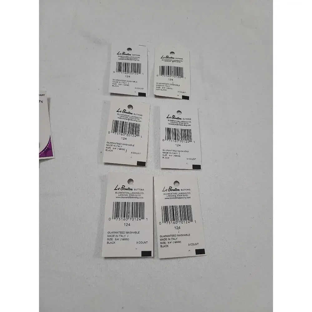 Le Bouton Button Bundle 6 Pks Of 3 Black‎ Round 2 Hole 3/4